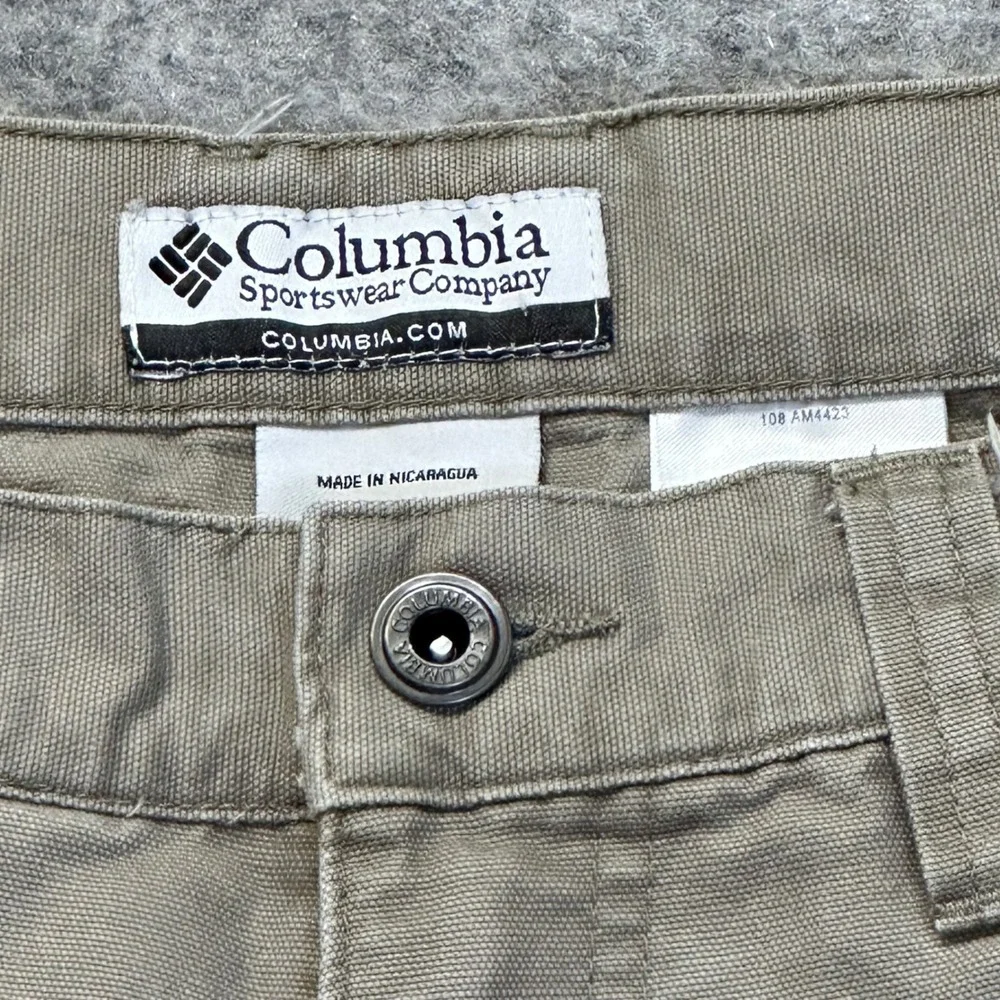 Columbia Carpenter Shorts Mens 38 Khaki Canvas Utility Heavy Duty 00132